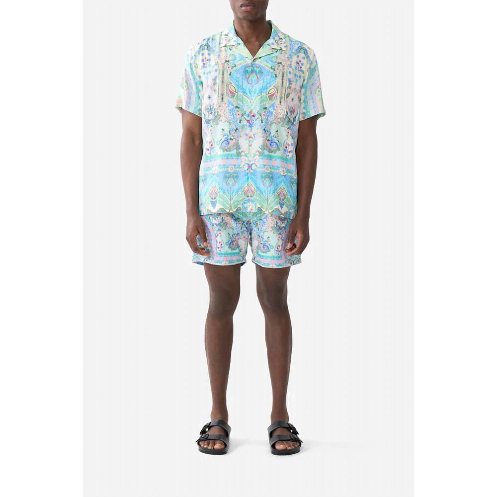 NEW CAMILLA short sleeve camp collared shirt in midsummer mosaics